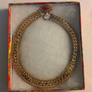 Vintage chunky gold chain choker necklace